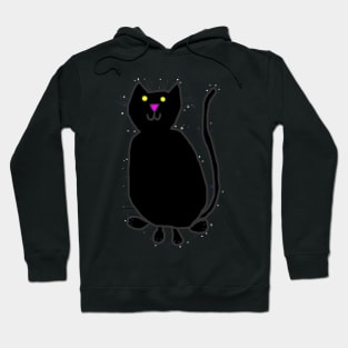 Black Cat with a Halo of Stars Hoodie